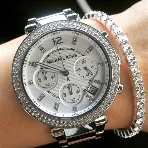 michael kors women's silver watch|silver designer watches for women.